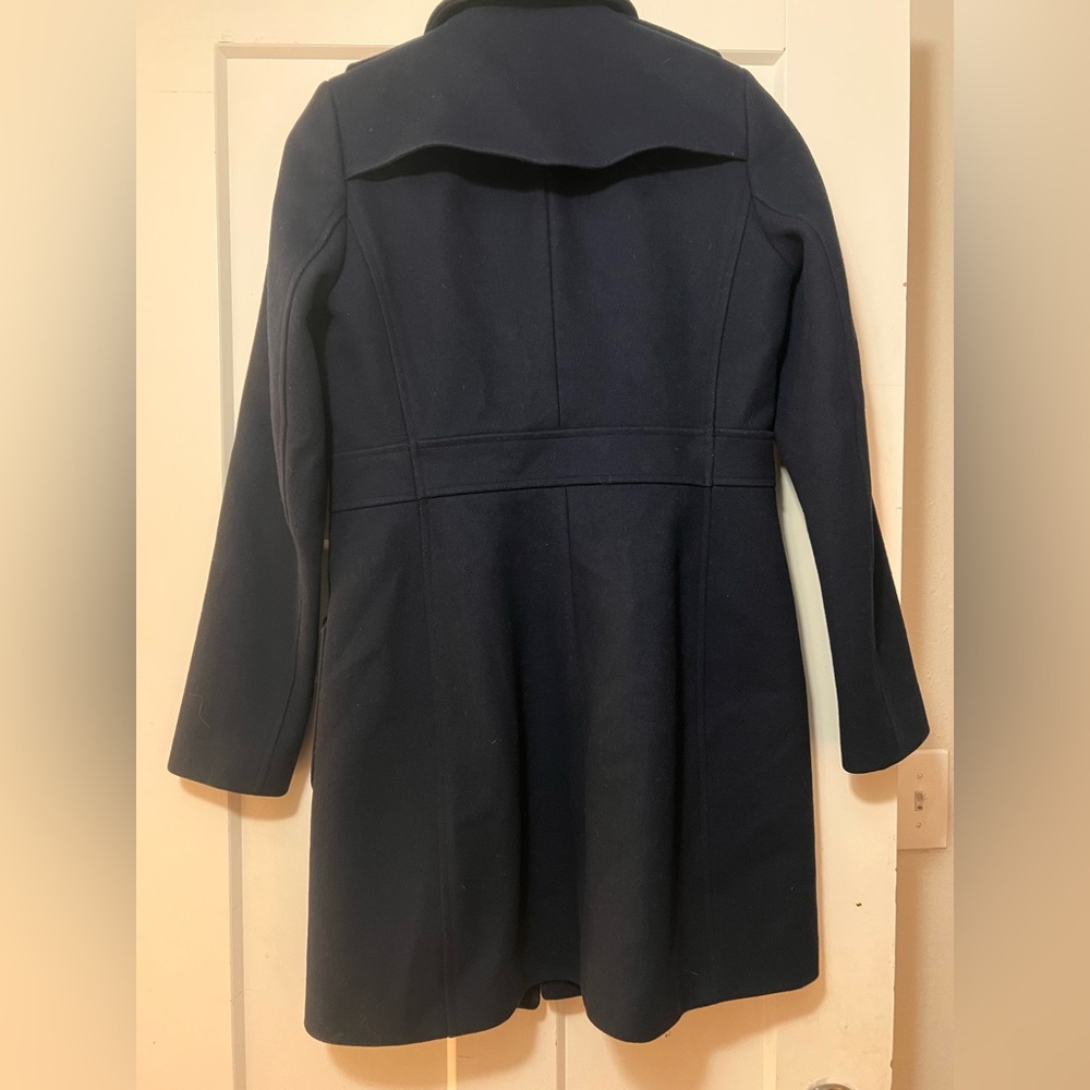 Classic Vintage Brooks Brothers Navy Women's 3/4 Wool Coat Red Fleece Label 2 - Picture 3 of 10